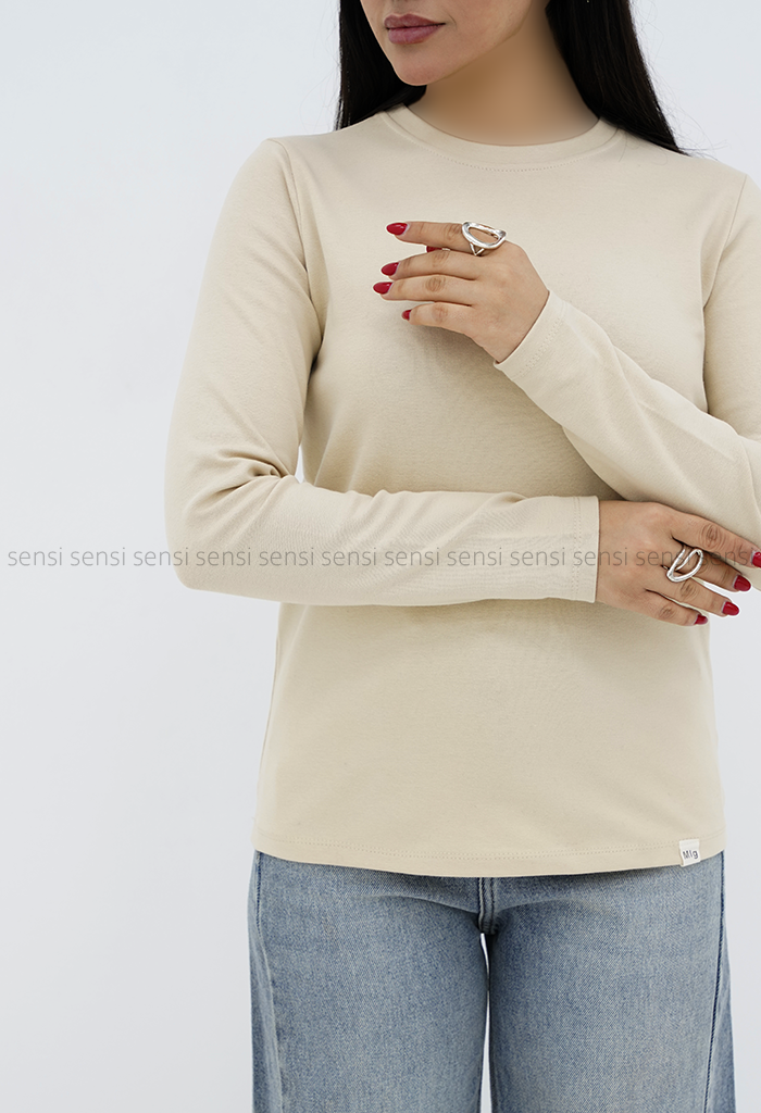 بلوز زنانه یقه گرد آستین بلند کد1005068